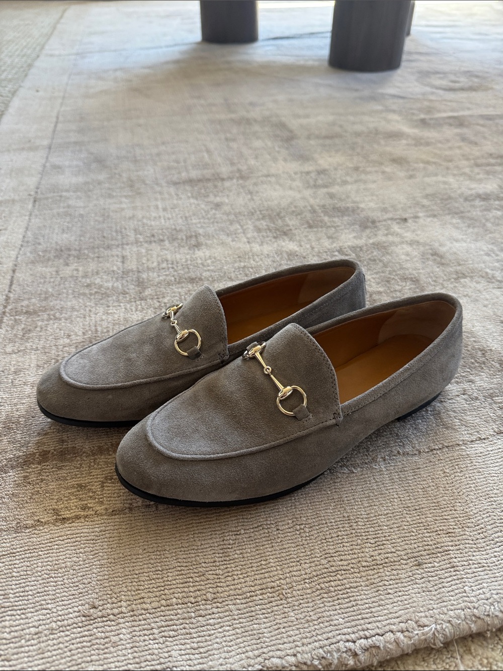 Gucci Gray Suede Horsebit Slip-On Loafers